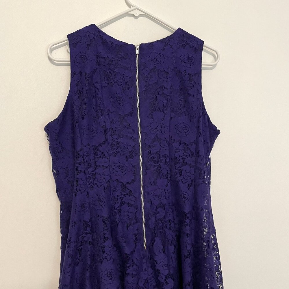 DANNY & NICOLE Sleeveless Lace Fit & Flare Dress Dark Purple Party Wedding Work - Picture 12 of 15